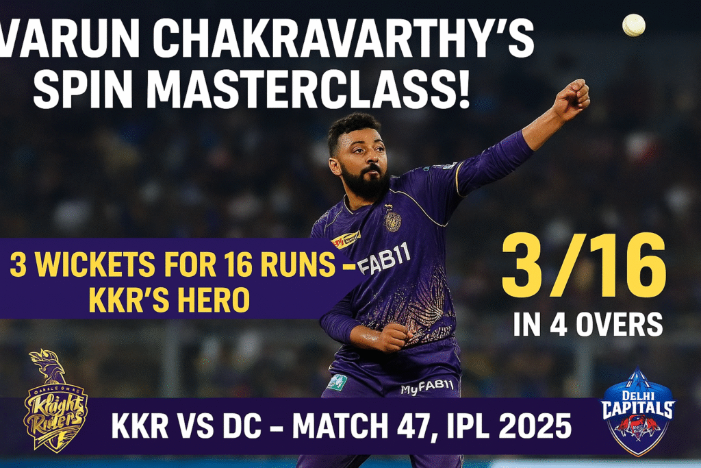 IPL 2025: केकेआर ने दिल्ली कैपिटल्स को 7 विकेट से हराया, फिल सॉल्ट और वरुण चक्रवर्ती चमके 12 Varun Chakravarthy Spins KKR to Victory 1
