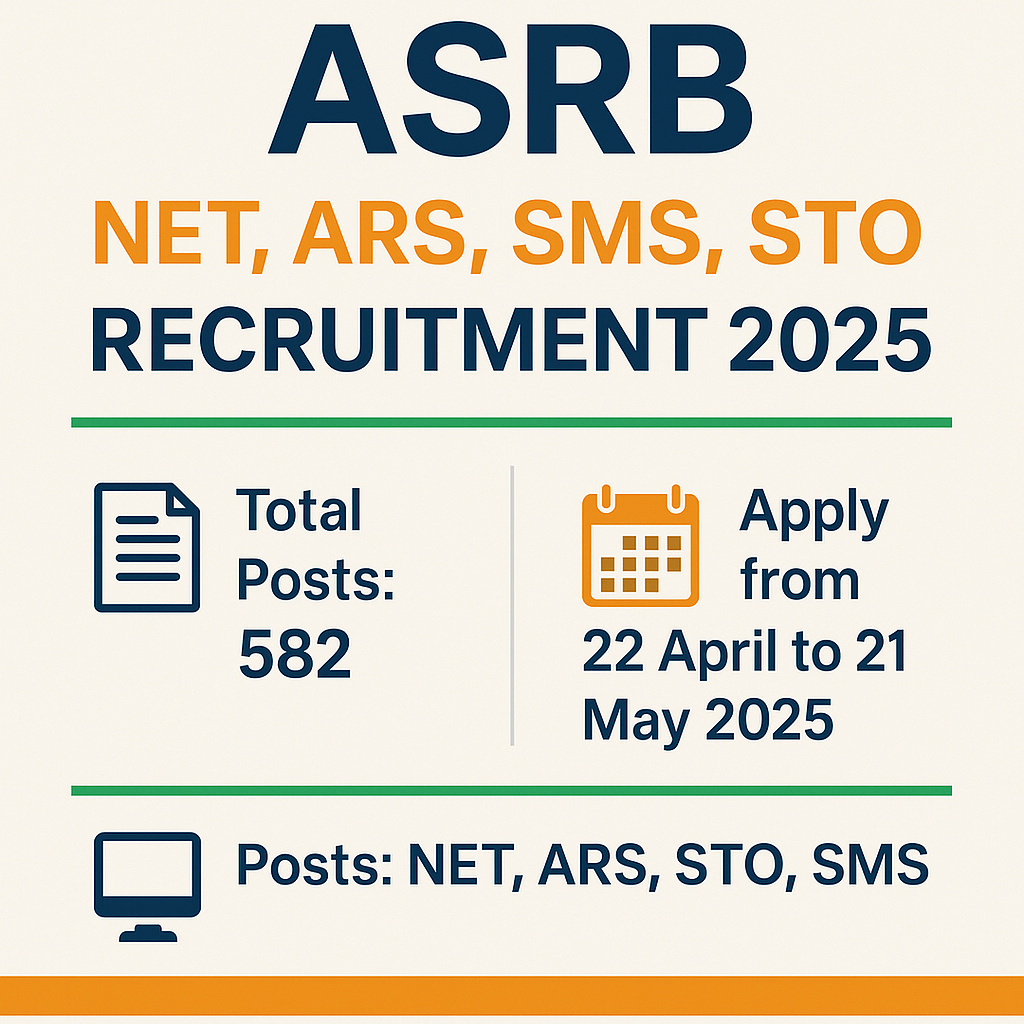 ASRB NET, ARS, SMS, STO भर्ती 2025 – महत्वपूर्ण तिथियाँ